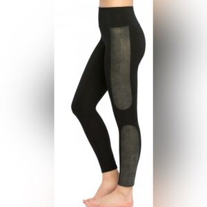 Spanx Faux Leather Panel Ponte Leggings Black Medium